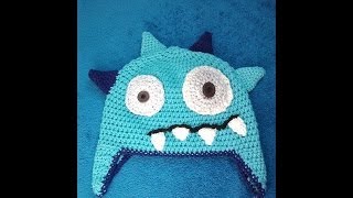 Ellis monster hat crochet pattern for lefties Schachenmayr Baby Super Soft [upl. by Anytsirhc]