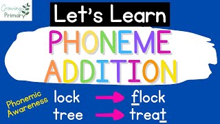 Lets Learn Phoneme Addition Phonemic Awareness [upl. by Hallerson495]