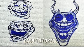 How To Draw a Scary TROLL FACE💀 [upl. by Nehepts]