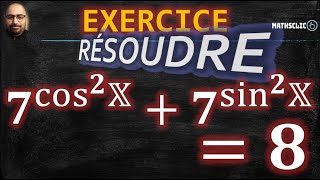 🔴 LENSEMBLE DES SOLUTIONS DE LEQUATION EXPONENTIELLE 𝟕cos𝟐 𝕏𝟕sin𝟐 𝕏𝟖 [upl. by Orth]