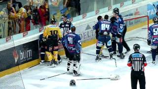 Vienna Capitals vs SAPA Fehervar AV19 05022010  Fight Rafael Rotter amp Darryl Bootland vs AV19 [upl. by Nipha164]