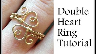 Easy Jewelry Tutorial  Double Heart Ring Wire Wrapped [upl. by Westfahl]