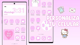 PERSONALIZA TU CELULAR AESTHETIC ROSA 🎀🧸 MUY FÁCIL [upl. by Amaerd670]