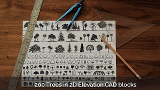 2D CAD Blocks  Trees in Elevation view [upl. by Bevon]