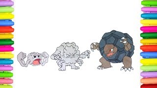 Pokemon Coloring Pages  Geodude Graveler and Golem [upl. by Araeit436]