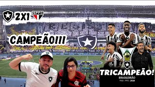 React de Botafogo 2x1 São Paulo Fogão Campeão Brasileiro de 2024 no Nilton Santos [upl. by Glenna]