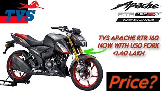 Apache RTR 160 4V USD Forks walk round Review 2024  on road price 5 biggest upgrade [upl. by Ahtelrac]