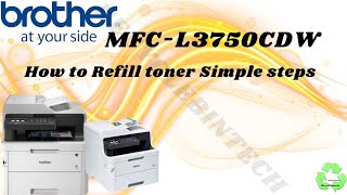 How to refill toner for brother MFCL3750CDW printer [upl. by Atterol688]