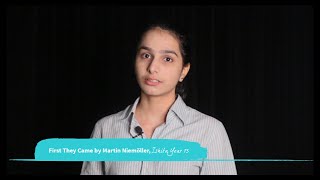 DCIS First They Came by Martin Niemöller read by Ishita Year 13 [upl. by Lorrimor9]