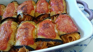 Involtini di melanzane con spaghettisemplici e veloci [upl. by Aimet]