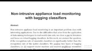 Non intrusive appliance load monitoring with bagging classifiers [upl. by Asilat]