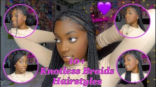 10 WAYS TO STYLE KNOTLESS BRAIDSBOX BRAIDS 💜 [upl. by Olocin]