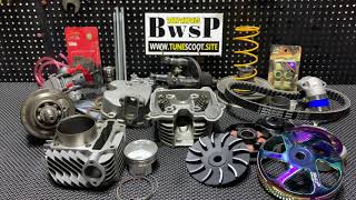 Big bore kit for GY6 157QMB 4 valve head piston 61mm overview by BWSP [upl. by Llehsyt]