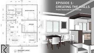 Apartment Autocad to Sketchup  Part 1 [upl. by Rahman306]