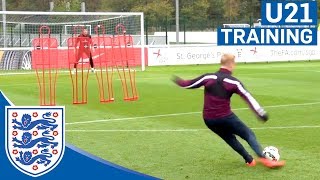 Kane Pritchard Baker amp Eric Dier England U21 Freekick Practice  Inside Training [upl. by Aihtnamas]