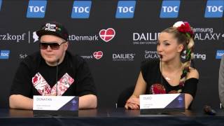 ESCKAZ in Copenhagen Donatan amp Cleo Poland pressconference [upl. by Atinuhs316]