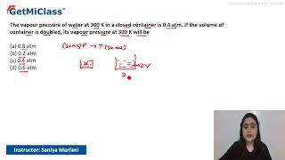 Vapor Pressure with Doubled Volume KCET 11th Chemistry States of Matter [upl. by Eeldarb183]