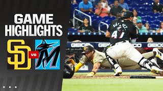 Padres vs Marlins Game Highlights 8924  MLB Highlights [upl. by Aihsal]