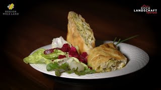 Strudel mit FisolenZiegenkäse Fülle  Kochlandschaft Österreich in der Regio Wels Land [upl. by Naek]