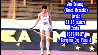 Jan Zelezny Czech Republic javelin 8118 meters Praha 19870627 European Cup Final A [upl. by Shurwood422]