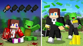 JJ and Mikey The POOR to RICH Story  Minecraft Maizen [upl. by Arodnahs]