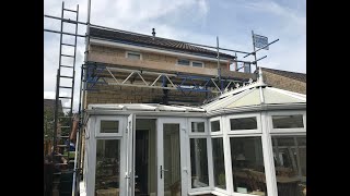 UPVC FASCIA SOFFIT GUTTERING INSTALLATION OVER CONSERVATORY WITH SCAFFOLDING CASTLE VIEW CAERPHILLY [upl. by Fachini348]