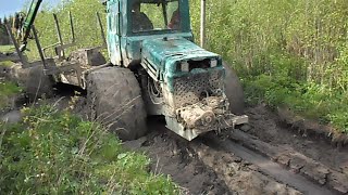 Homemade forwarder in mud difficult conditions [upl. by Sekyere]