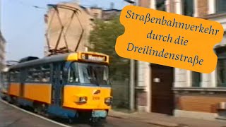 Straßenbahnverkehr durch die Dreilindenstr 2001  LVB Straßenbahn [upl. by Hgielar120]