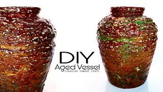 DIY AGED VESSEL  Home decor  Cement craft ideas  AGED planter pot diy pot craft [upl. by Salli]