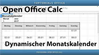 Dynamischen Monatskalender erstellen  Download OpenOffice Calc [upl. by Dewie763]