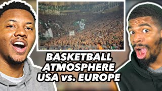 AMERICANS REACT To Basketball fans and atmosphere USA vs Europe [upl. by Lirrad]