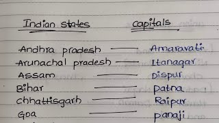 States and capitals of India  Indian states and their capitals  chocoligraphie [upl. by Doll]