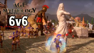 Massive 6v6 Infinite Resources Battle Legendary AI  Age of Mythology Retold BETA [upl. by Ellerehs]