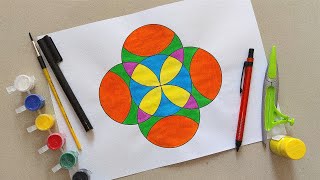 How To Draw A Geometric Circle Design  Easy Step By Step Drawing Tutorial  Geometrical Design [upl. by Nairoc]