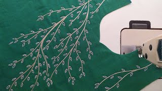 Normal Machine Embroidery With Microbeads Work For Kurtis Neckline [upl. by Nnaarual]