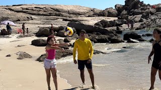 VÔLEI NA PRAIA COM “ Estevão Gabriel Lorena Manu Jessica e Manu “ 😃👏👏🏝️ [upl. by Sussman566]