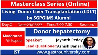 Living Donor Liver Transplantation LDLT Donor hepatectomy Jaipur Surgical Tutorial JST [upl. by Joni]