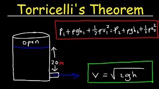 Torricellis Theorem amp Speed of Efflux Bernoullis Principle Fluid Mechanics  Physics Problems [upl. by Locke712]