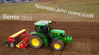 Semis 2022 magnifique John deere 6130R au semis d’avoine [upl. by Singband520]