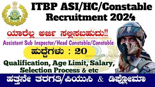 ITBP ASIHCConstable Recruitment 2024  ITBP ASIHCConstable Qualification Details 2024  ITBP [upl. by Ahsaetal]