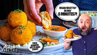 6 Minute Vegan Risotto Best PlantBased Corn Arancini w Calabrian Chili Aioli  Instant Pot Recipe [upl. by Welford]