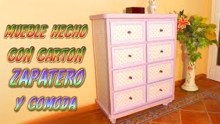 Mueble hecho con cartón Zapatero y Comoda muebles de carton DIY [upl. by Zoes303]