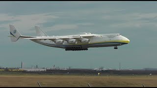 Antonov 225 landing at LeipzigHalle 03042018 [upl. by Elleral384]