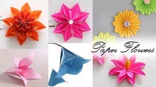 6 Easy Paper Flowers  Paper Folding  DIY Craft [upl. by Bahner]