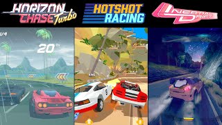 HORIZON CHASE TURBO vs HOTSHOT RACING vs INERTIAL DRIFT Retro Racing Games 4K [upl. by Seraphina]