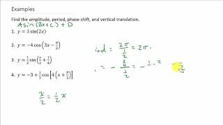 Trigonometry  How To Find Amplitude Period Phase Shift And Vertical Translation [upl. by Sheets4]