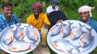 KING SIZE FISH FRY  Red Pomfret fish Fry in Village  Village Style Cooking  Village Food [upl. by Barbey]