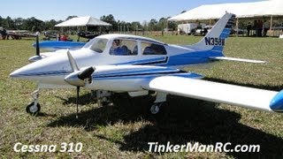 Top Flite Cessna 310 Maiden Flight With Twin DLE 20s [upl. by Ahsinej]