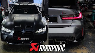 2021 BMW G80 M3 COMPETITION AKRAPOVIC EXHAUST  S58 POWERED WILD SEDAN [upl. by Aihseyn]