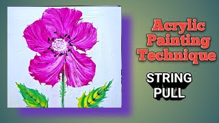 Acrylic Flower PaintingEasy StepbyStep Guide for Beginners  Acrylic Painting Idea  STRING PULL [upl. by Seraphim470]